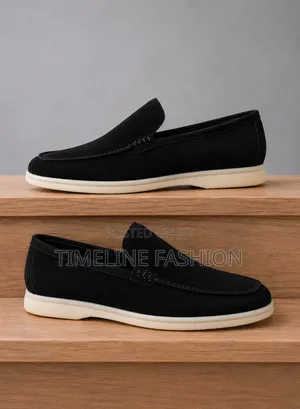 Men's Loro Piana Suede Durable Loafers Black