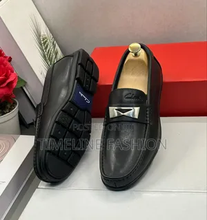 Genuine Leather Men's Clark's Loafers Black Colour
