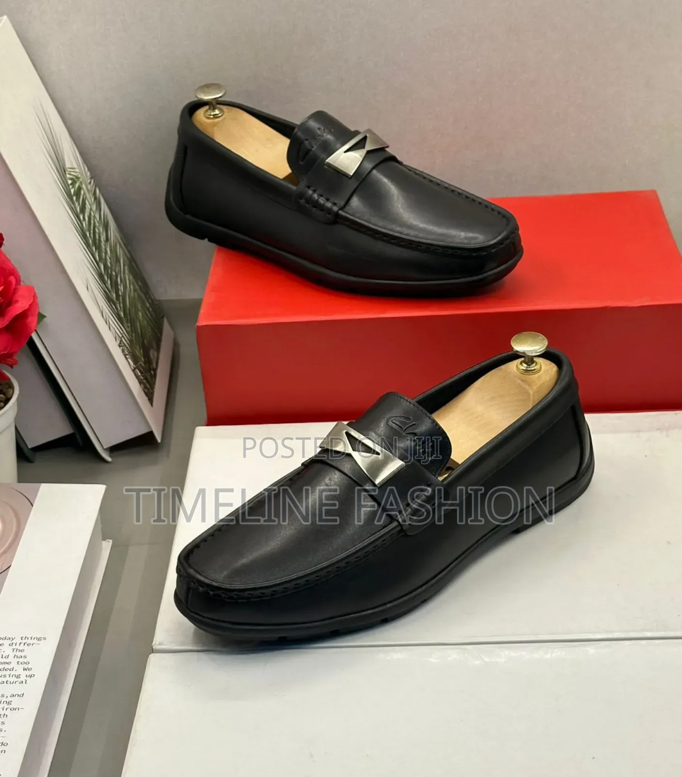 Genuine Leather Men's Clark's Loafers Black Colour
