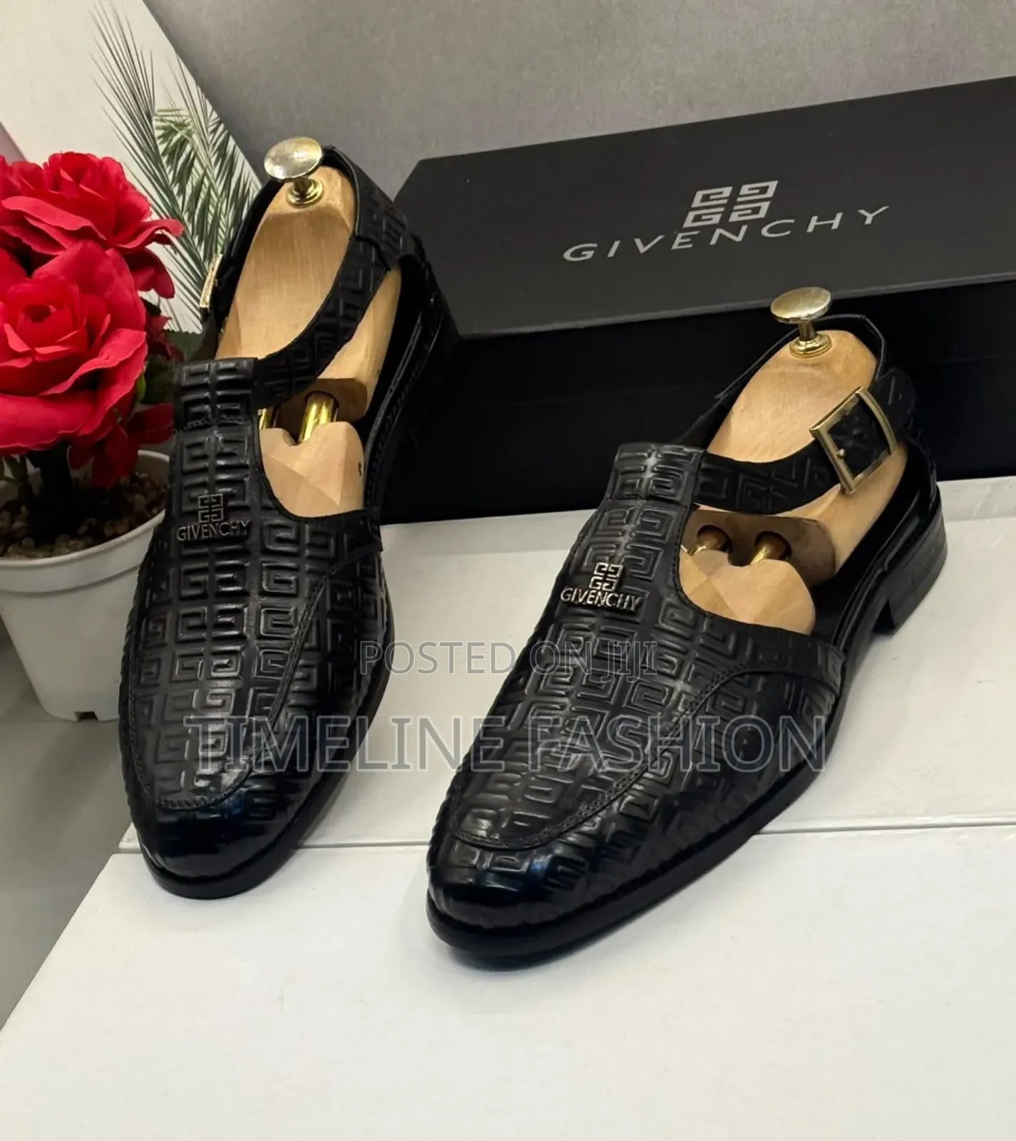 Givenchy Men's Durable Leather Shoes Sandals 39-45 Black