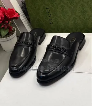 Genuine Leather Men's Half Shoes Gucci Design