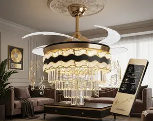 Luxury Crystal Ceiling Fanlight With Bluetooth + Remote - 85% Copper