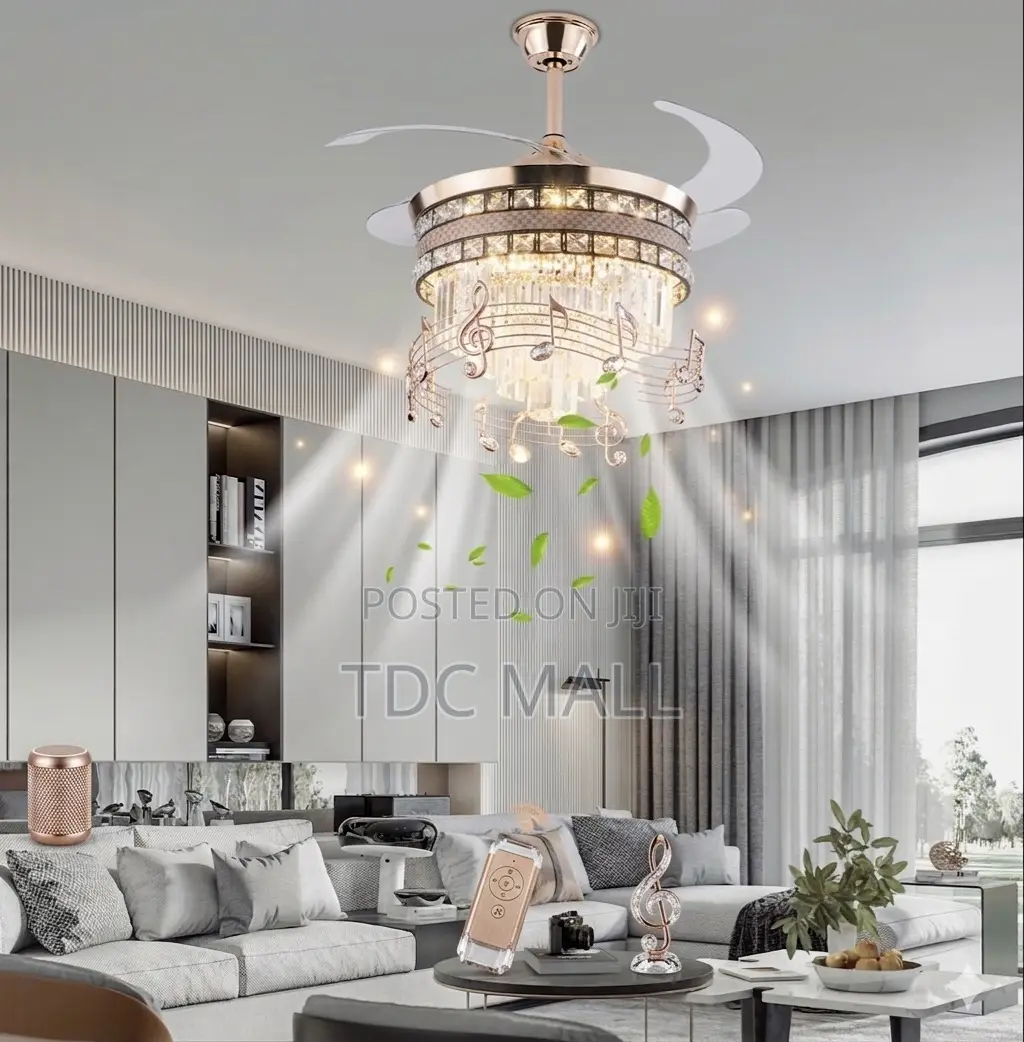 Executive Crystal Ceiling Fanlight With Bluetooth + Remote-85% Copper