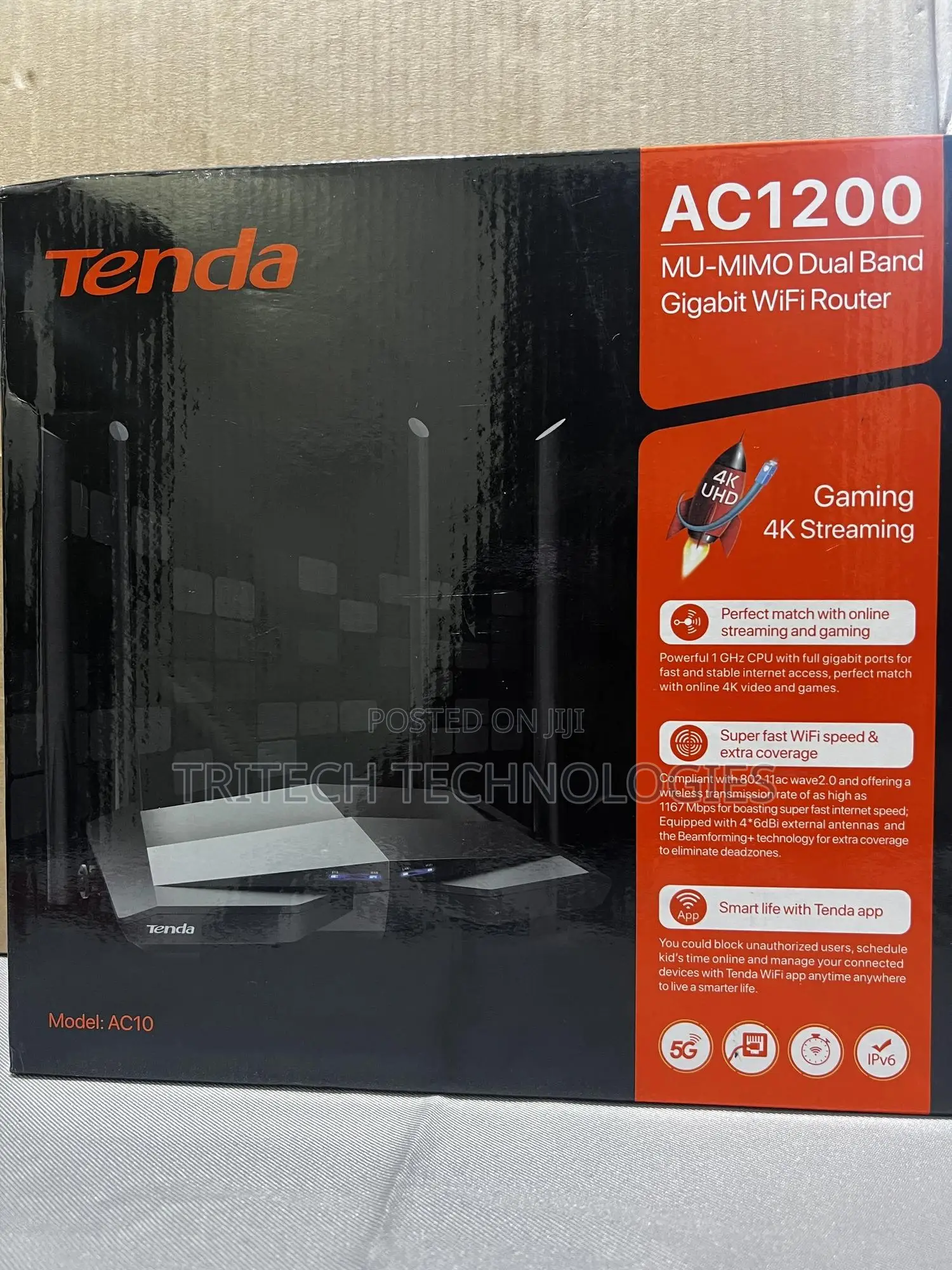 Tenda Ac10 Ac1200 Dual Band 4 Antenna Gigabit Wi-fi Router