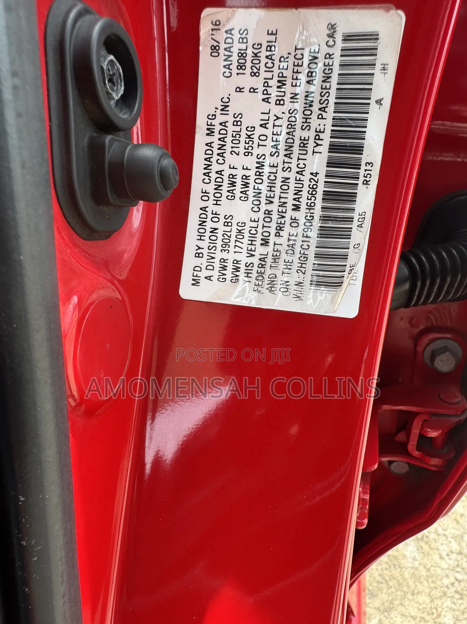 Honda Civic Touring 4dr Sedan (1.5L 4cyl) 2016 Red