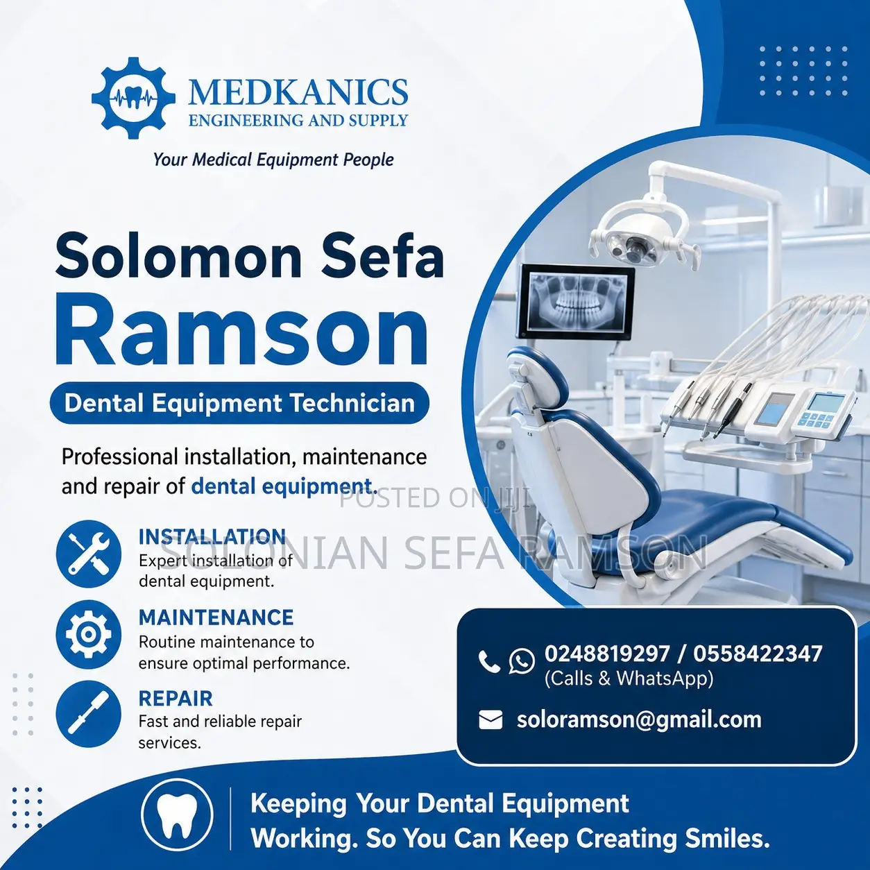 Installation. Maintenance. Repair. Of All Dental Equipment.