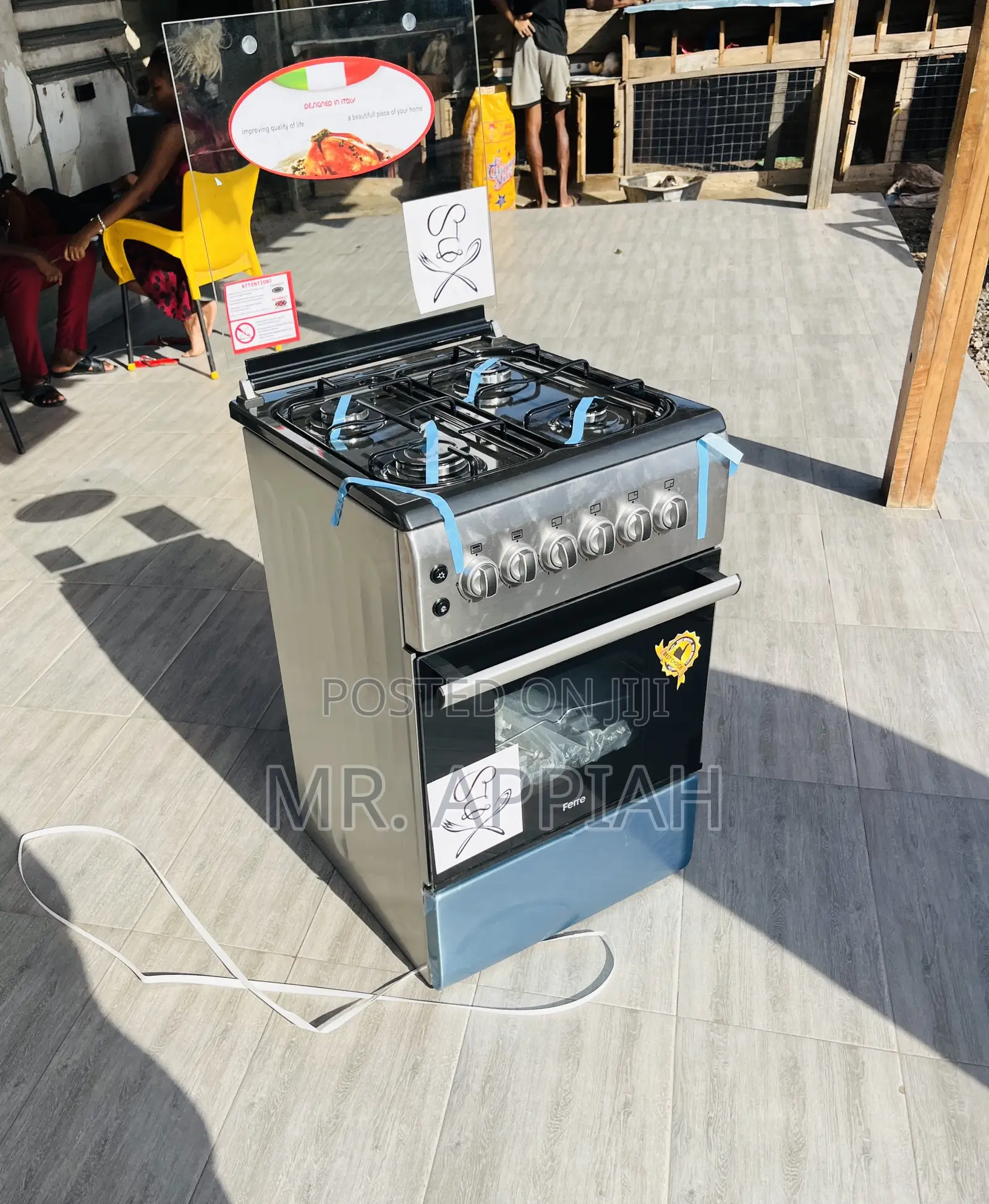 Unique Ferre 50x60cm Glass Lid 4 Gas Burner With Oven(Gray)