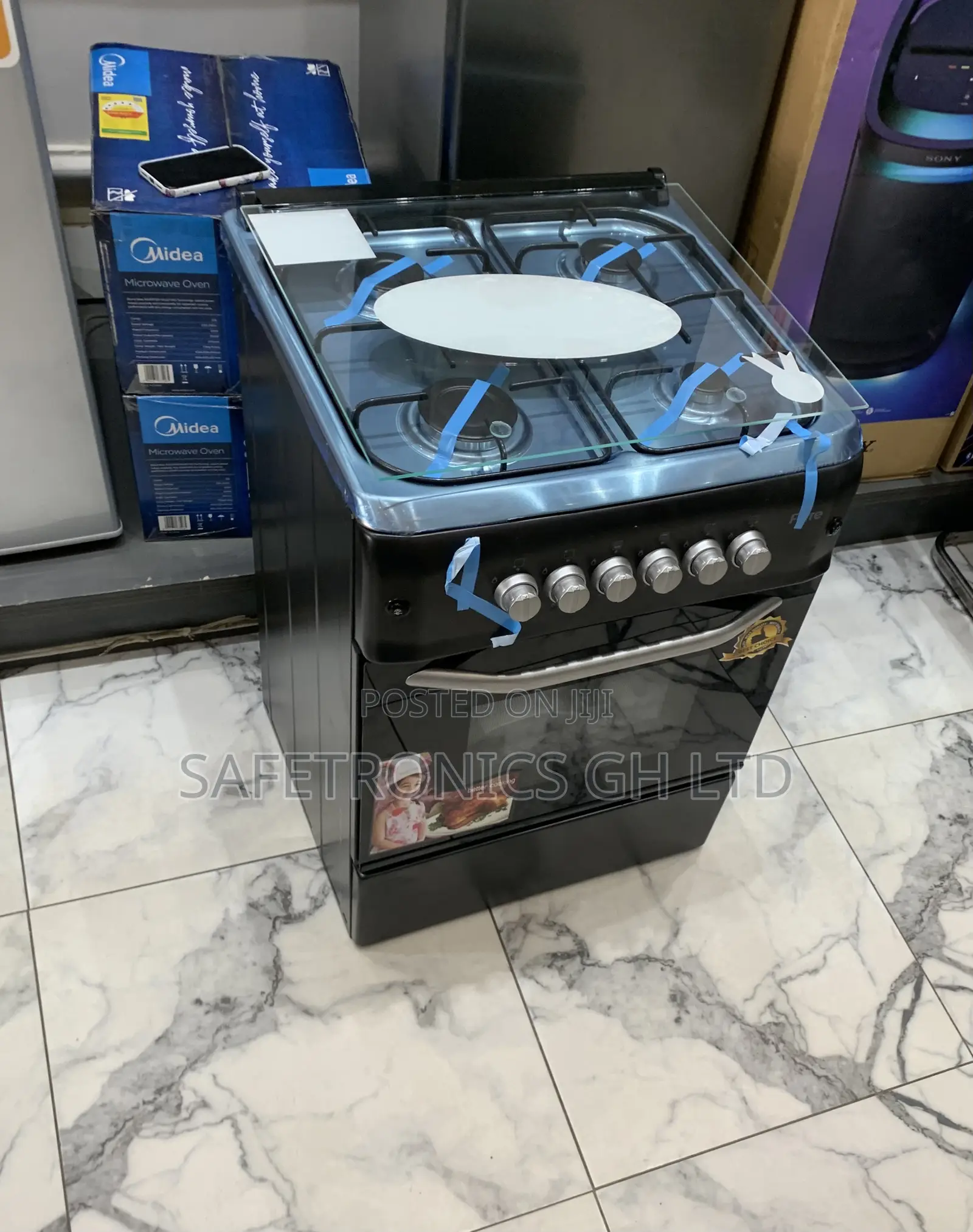 Secure Black New 50x60 ( New Line) Ferre 4 Burner Gas Cooker
