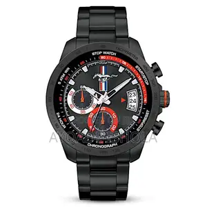 Ford Mustang Black Stainless Steel Men's Chronograph Watch