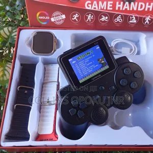 Hot-60 Handheld Gamepad With S10 Smart Watch 4 Extra Straps - Black