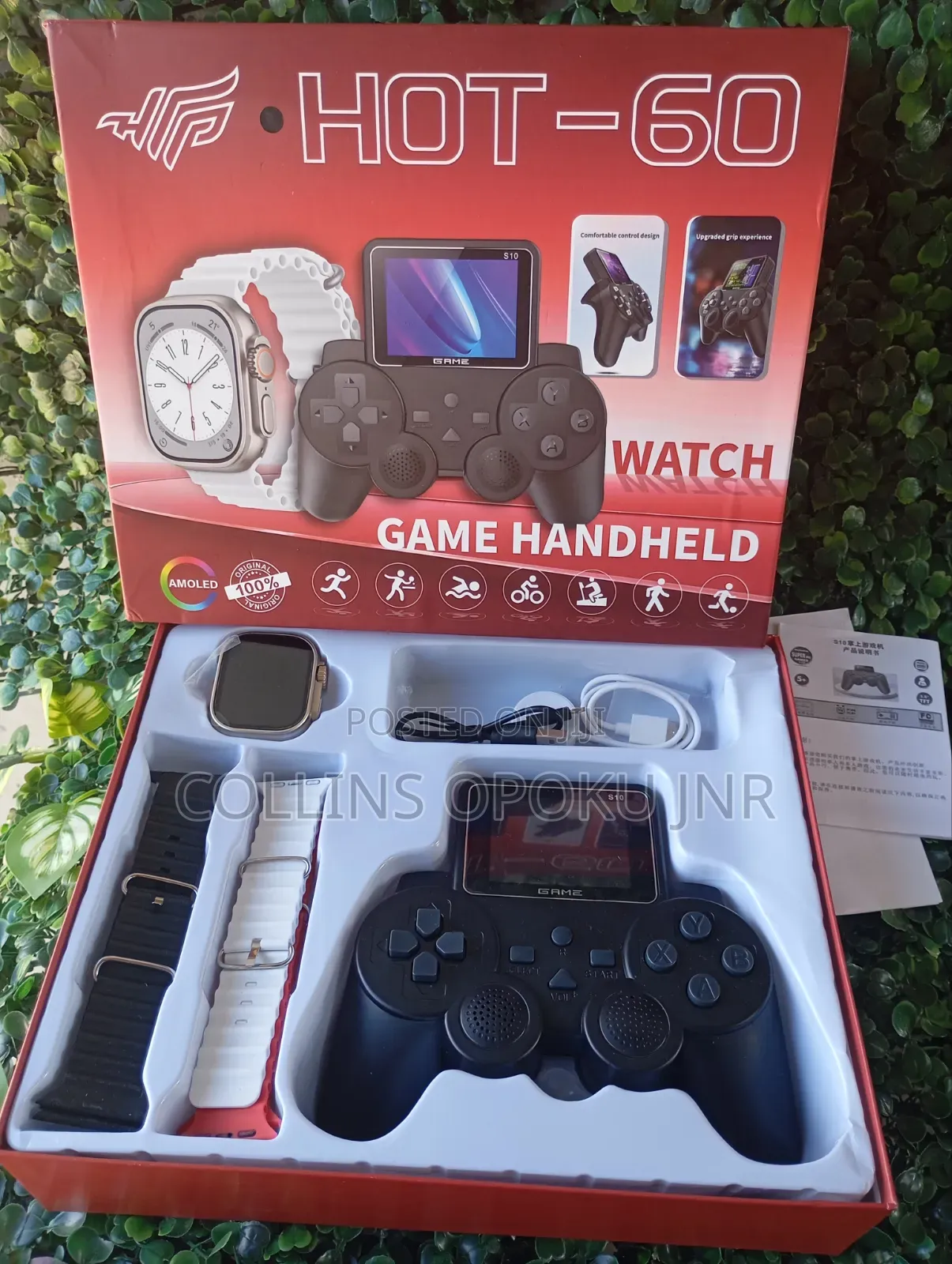 Hot-60 Handheld Gamepad With S10 Smart Watch 4 Extra Straps - Black