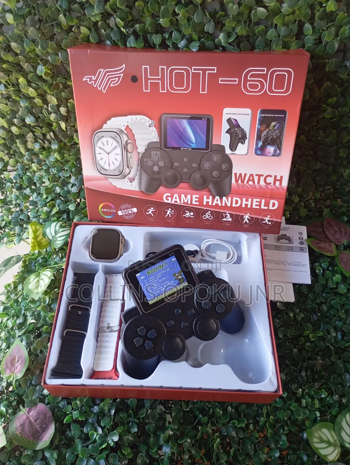 Hot-60 Handheld Gamepad With S10 Smart Watch 4 Extra Straps - Black