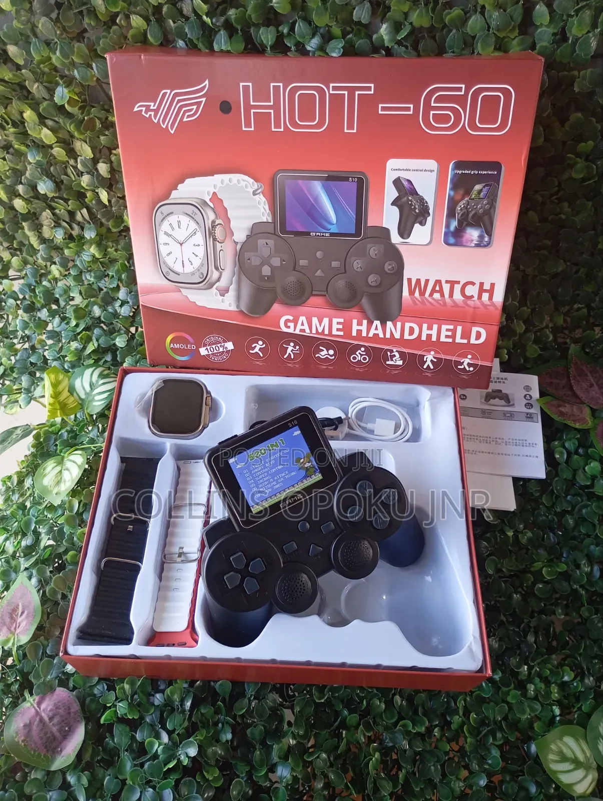 Hot-60 Handheld Gamepad With S10 Smart Watch 4 Extra Straps - Black