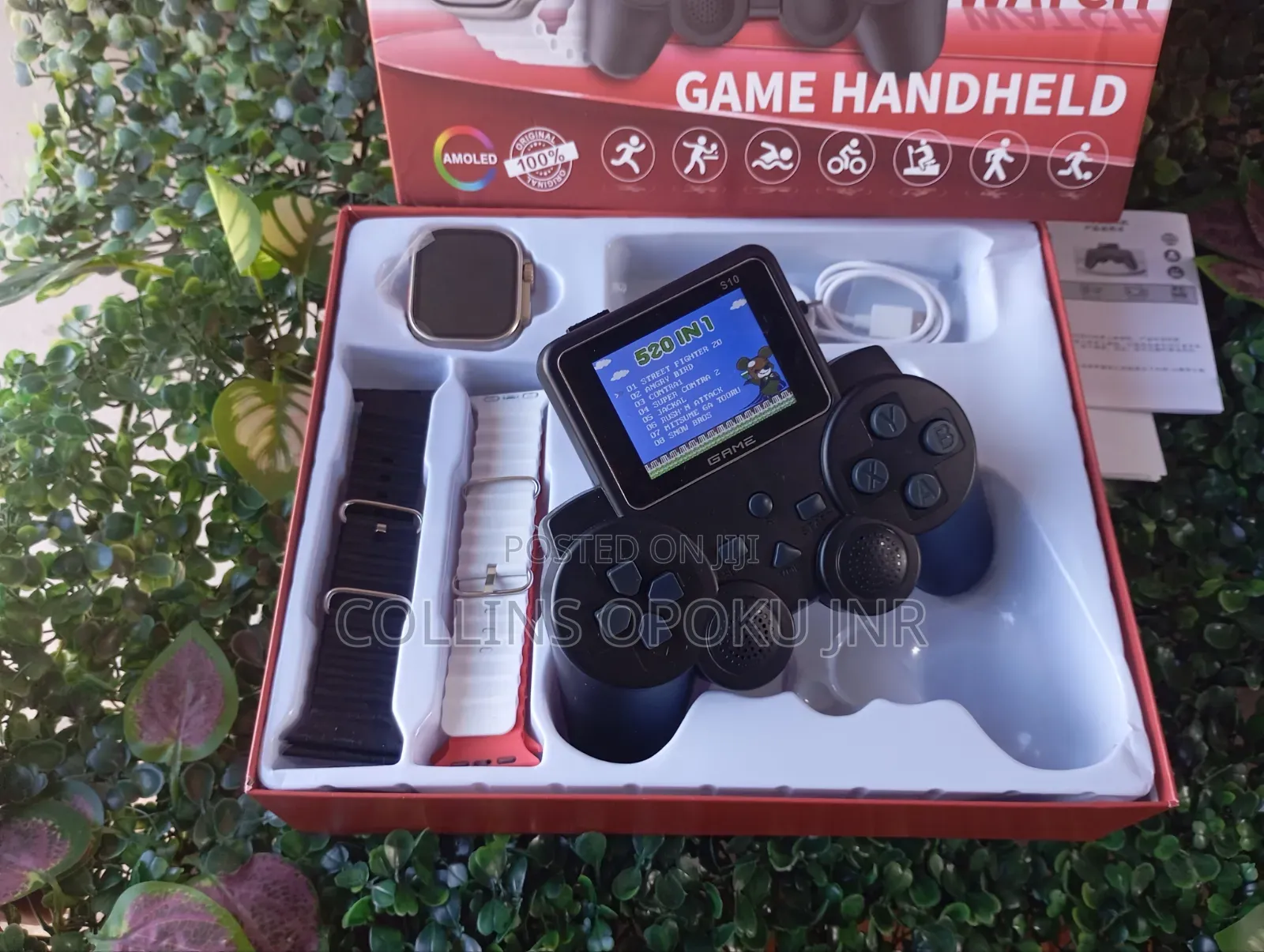 Hot-60 Handheld Gamepad With S10 Smart Watch 4 Extra Straps - Black
