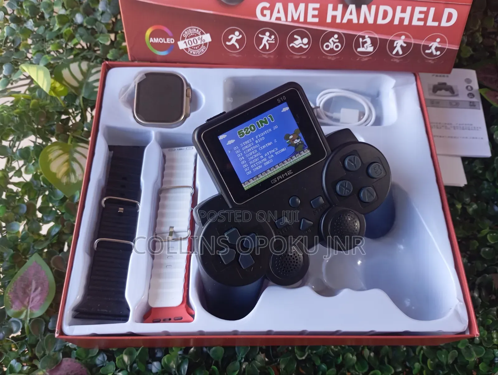 Hot-60 Handheld Gamepad With S10 Smart Watch 4 Extra Straps - Black
