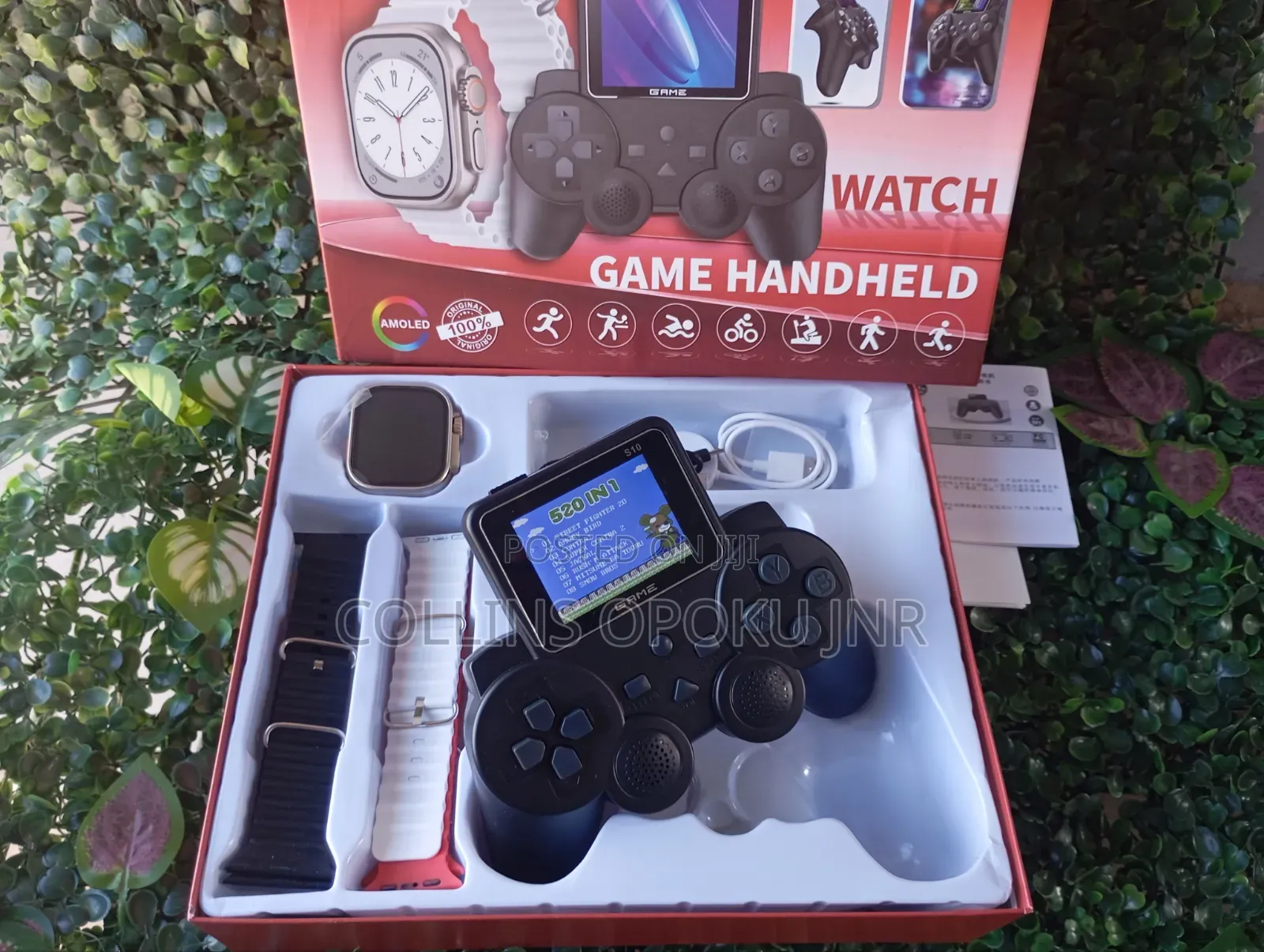Hot-60 Handheld Gamepad With S10 Smart Watch 4 Extra Straps - Black
