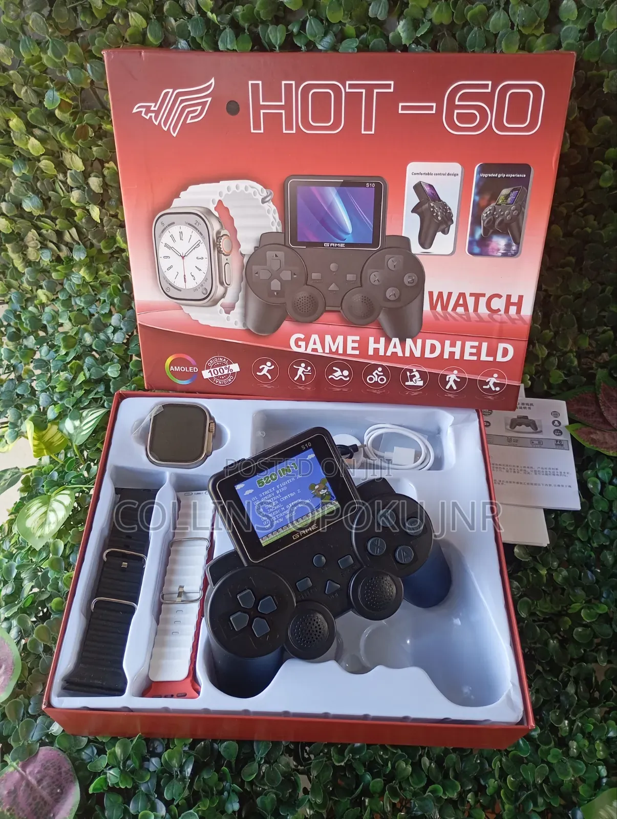 Hot-60 Handheld Gamepad With S10 Smart Watch 4 Extra Straps - Black