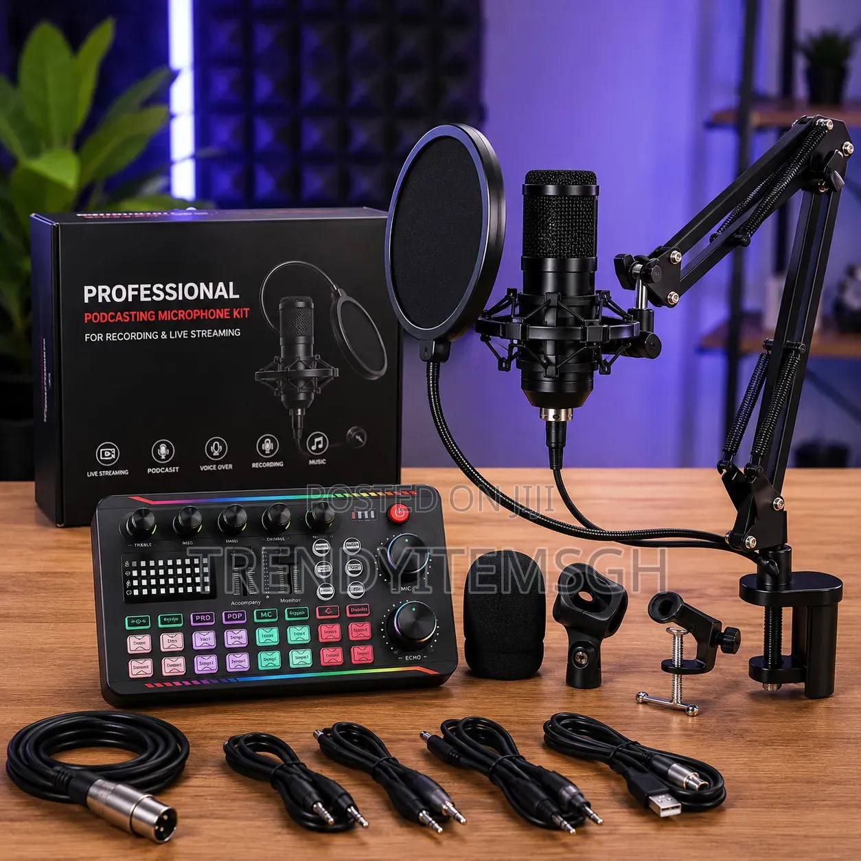 Professional Podcasting Microphone Kit With Sound Card