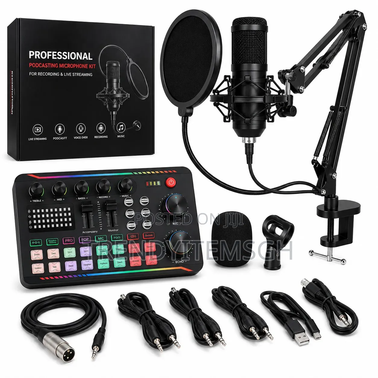 Professional Podcasting Microphone Kit With Sound Card