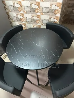Dining Table Set With Marble Table and 4 Chairs