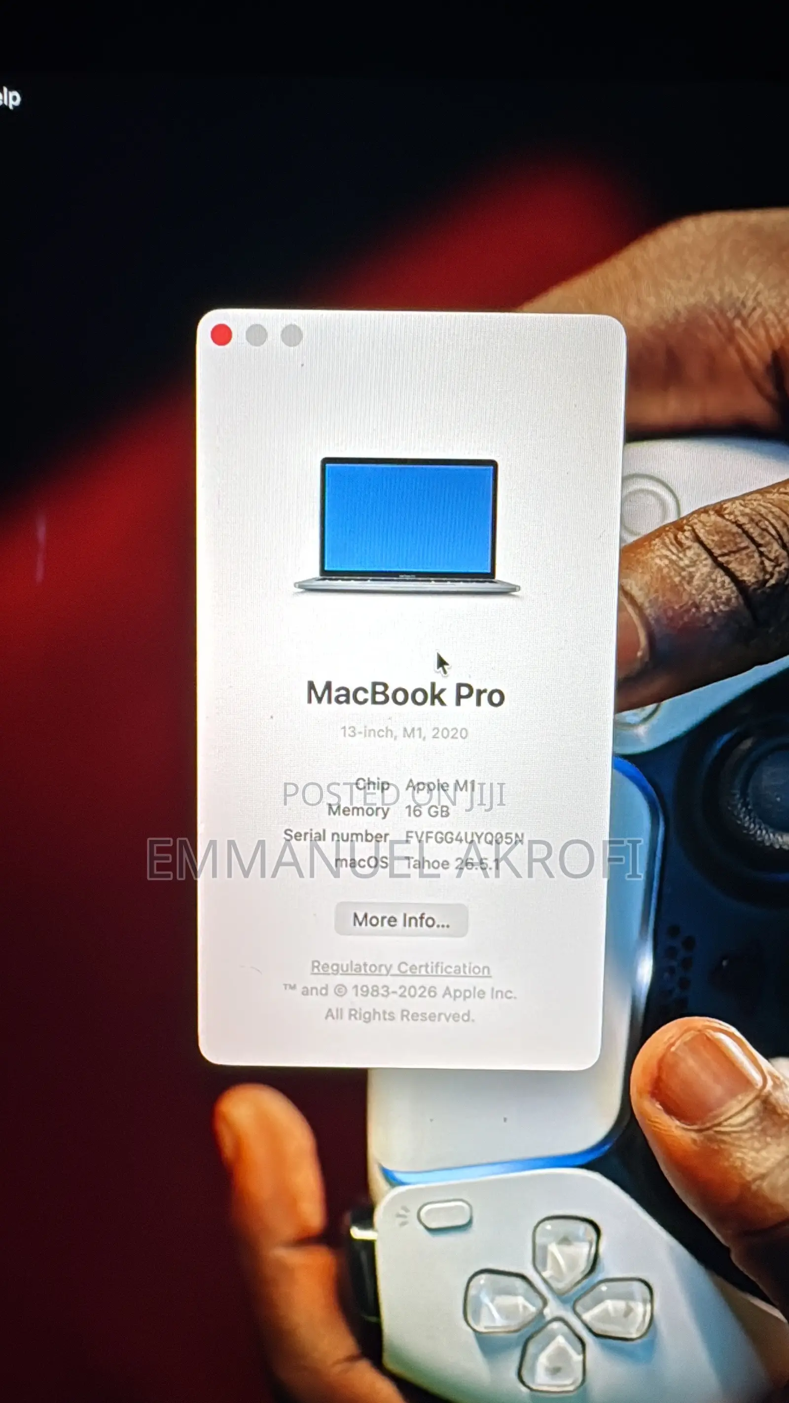 Laptop Apple MacBook Pro 2020 16GB Apple M1 Pro SSD 256GB
