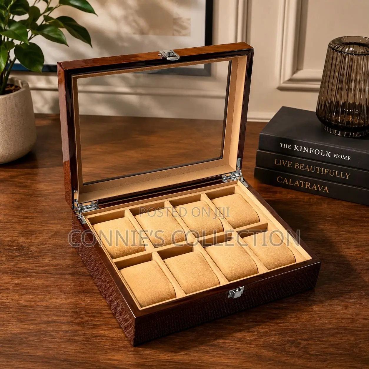 Glass Wood Watch Storage Box(4,8,10,12,15 Slots)Check Description
