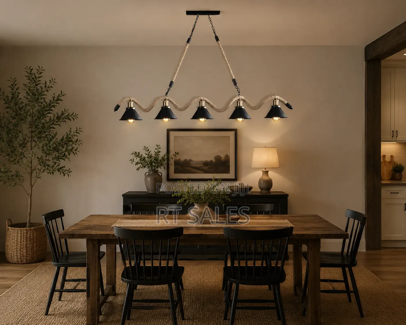 Vintage 5 Head Luxurious Dining Light.
