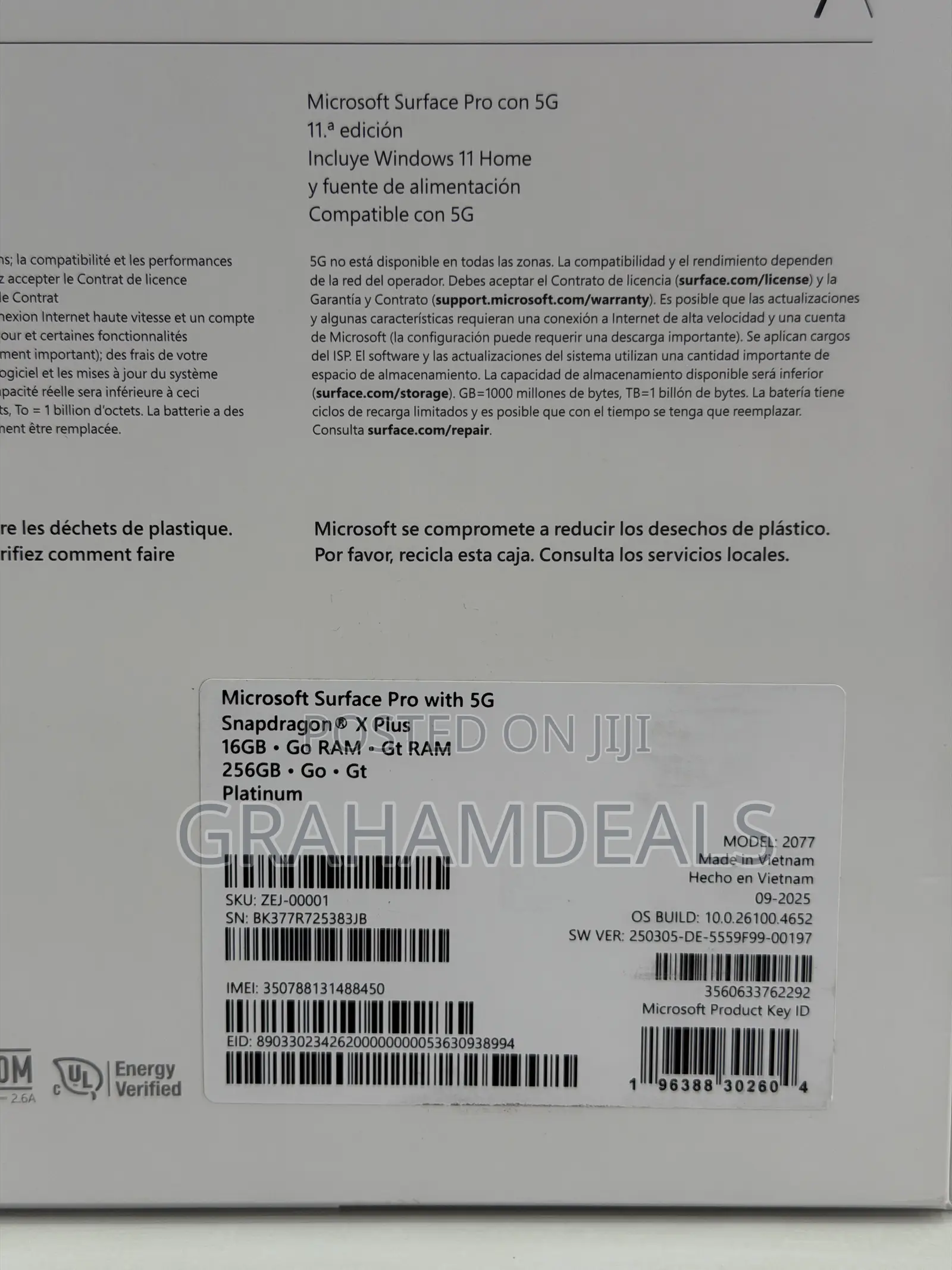New Microsoft Surface Pro 11th Edition, a Copilot+ PC 16GB SSD 256GB