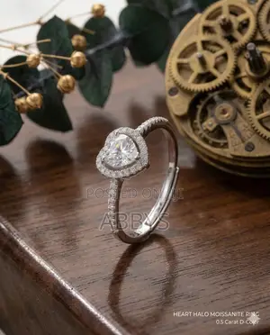 Adjustable 0.5ct Heart Halo Moissanite Diamond Proposal Ring