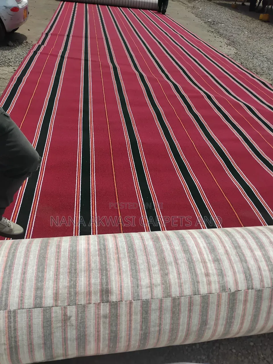 Red and Black Stripes Industrial Carpet