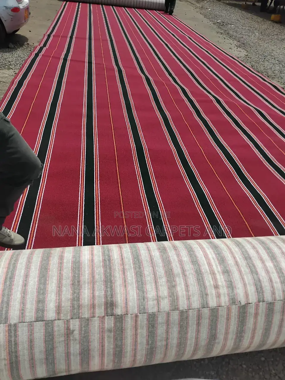 Red and Black Stripes Industrial Carpet
