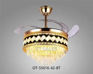 Golden Crystal Fan With Light.