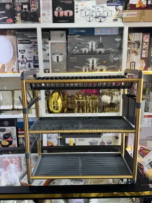 3 Tier Luxury Anti Rust Gold Metal Dish Rack