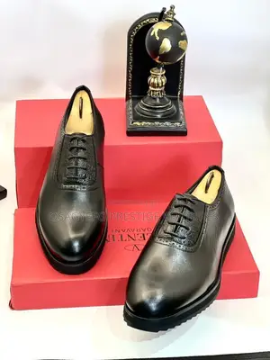 Classic Black Leather Oxford Dress Shoes