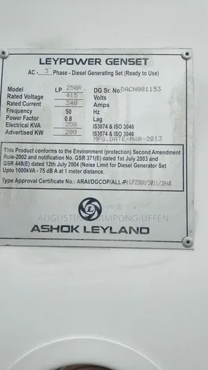 Leypower Industrial Diesel Generator Set – 250 Kva (Ready to Use)
