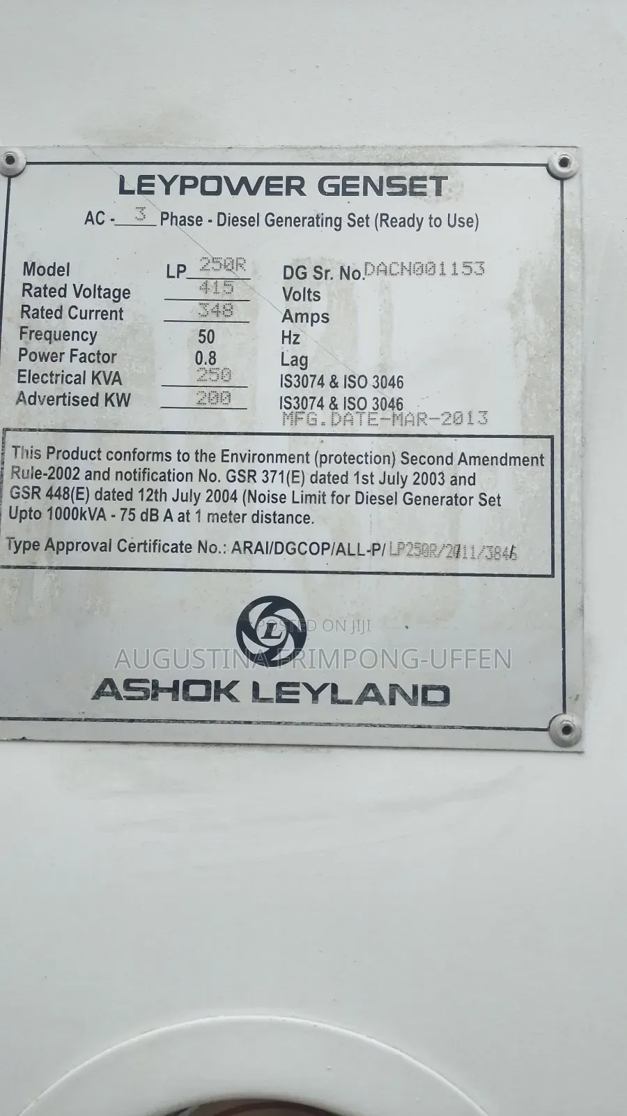 Leypower Industrial Diesel Generator Set – 250 Kva (Ready to Use)