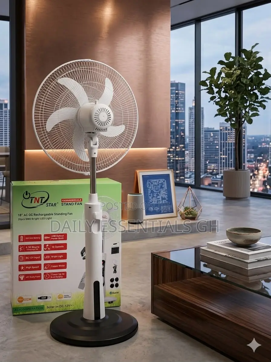 Tnt Star 18 Inch Rechargeable Standing Fan With Swing Mode