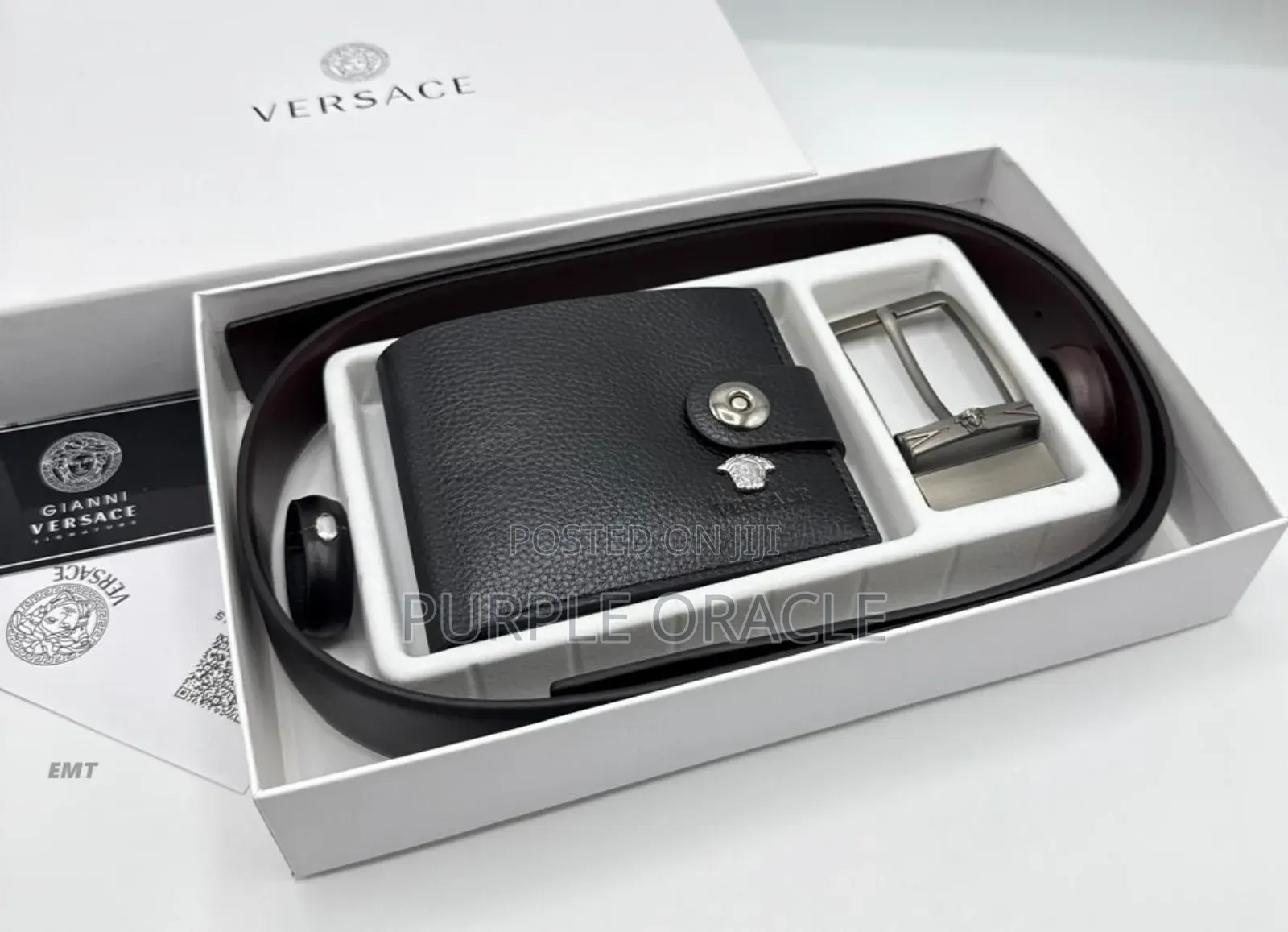 Versace Men’S Premium Leather Belt and Wallet.
