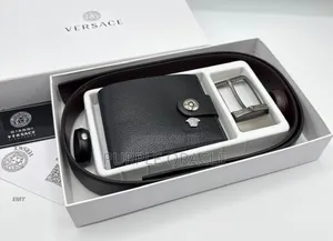 Versace Men’S Premium Leather Belt and Wallet.