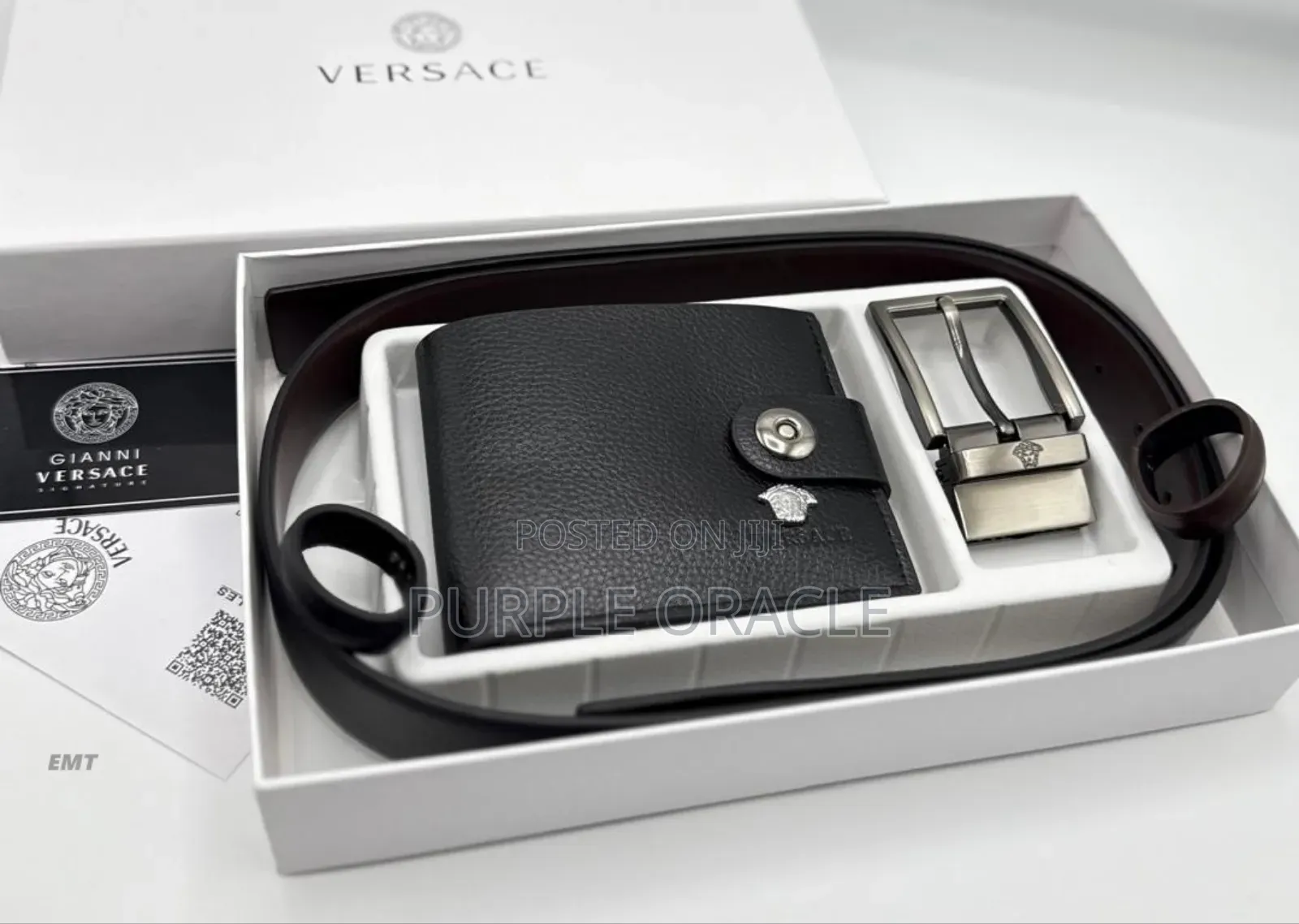 Versace Men’S Premium Leather Belt and Wallet.