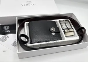 Versace Men’S Premium Leather Belt and Wallet.