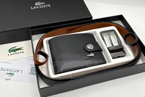 Lacoste Men’S Premium Leather Bifold Wallet and Belt.