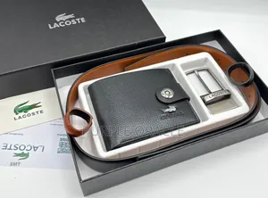 Lacoste Men’S Premium Leather Bifold Wallet and Belt.