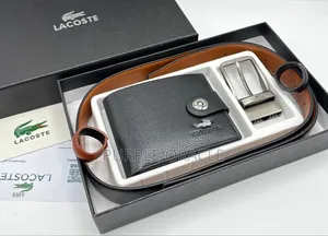 Lacoste Men’S Premium Leather Bifold Wallet and Belt.