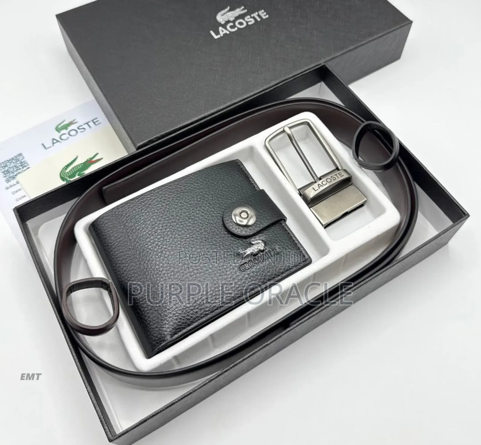 Lacoste Men’S Premium Leather Bifold Wallet and Belt.