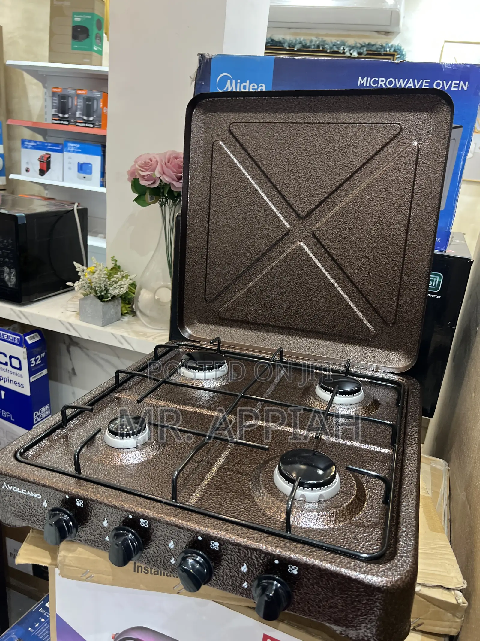 Unique Volcano Table Top Cooker(Brown)4 Gas