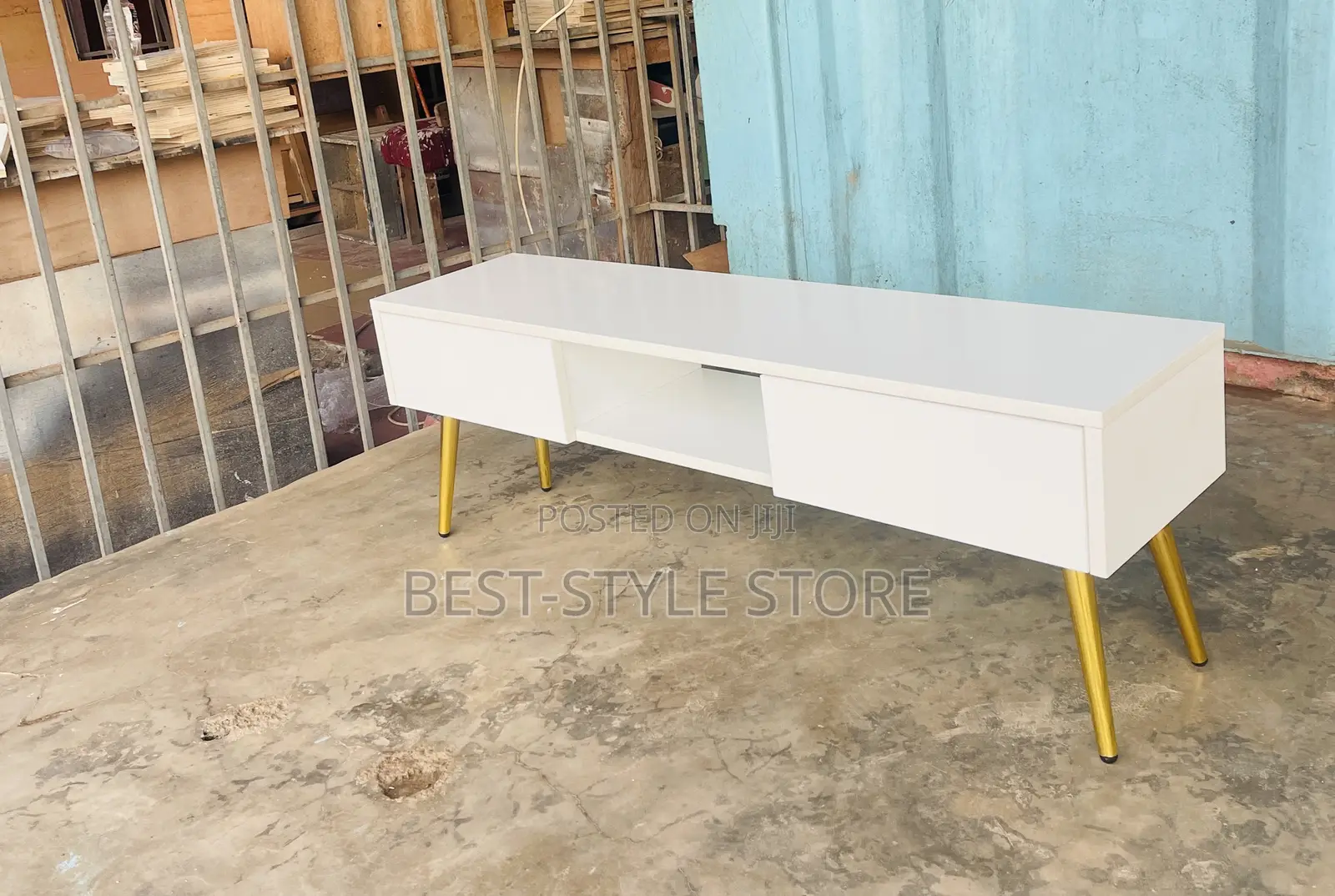 White With Golden Leg Tv Stand (Free Delivery Within Accra )