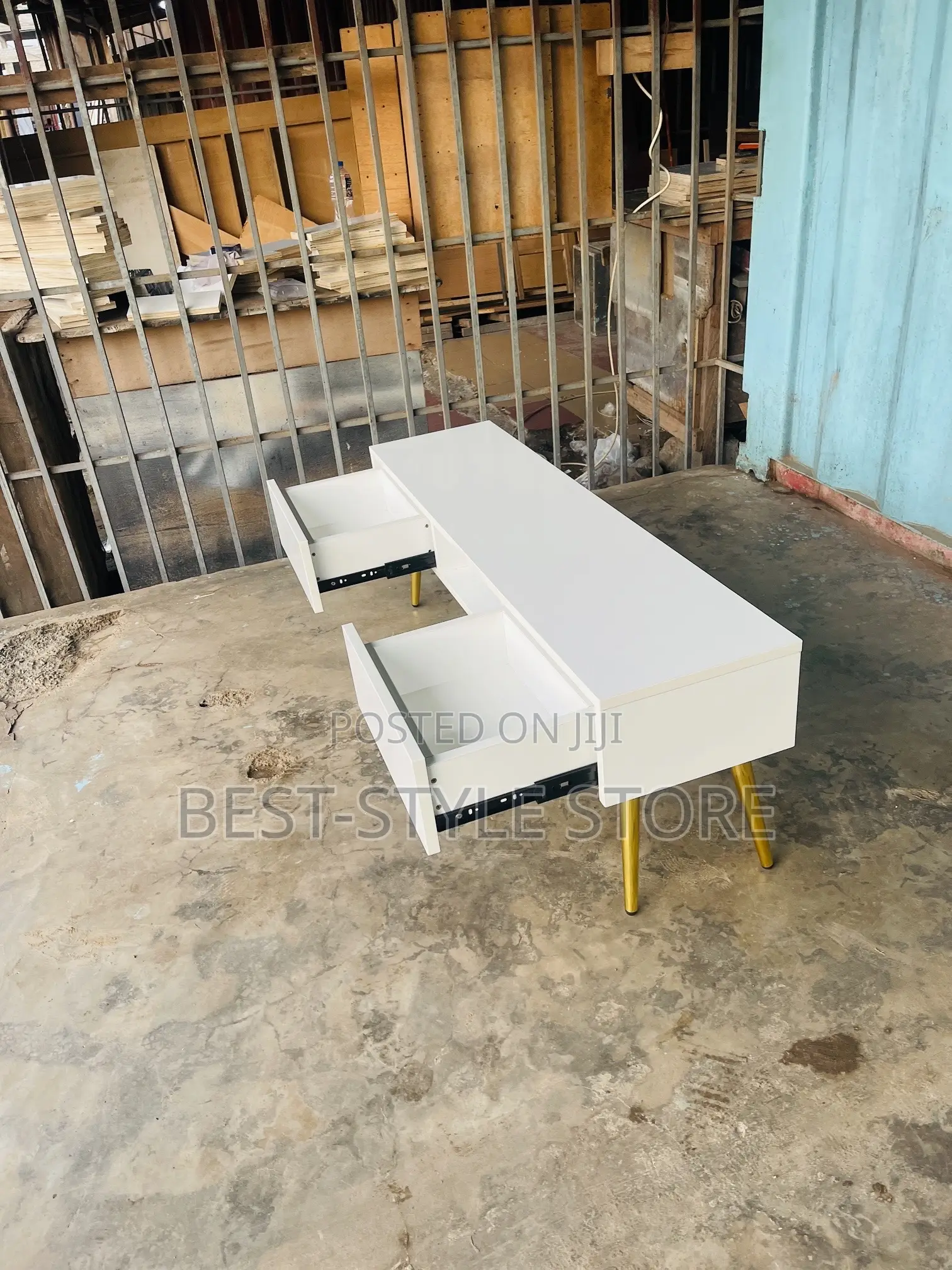White With Golden Leg Tv Stand (Free Delivery Within Accra )