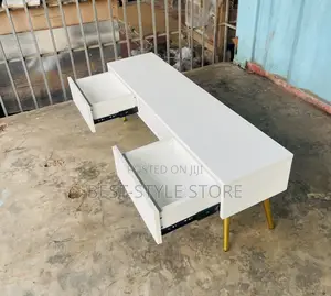 White With Golden Leg Tv Stand (Free Delivery Within Accra )