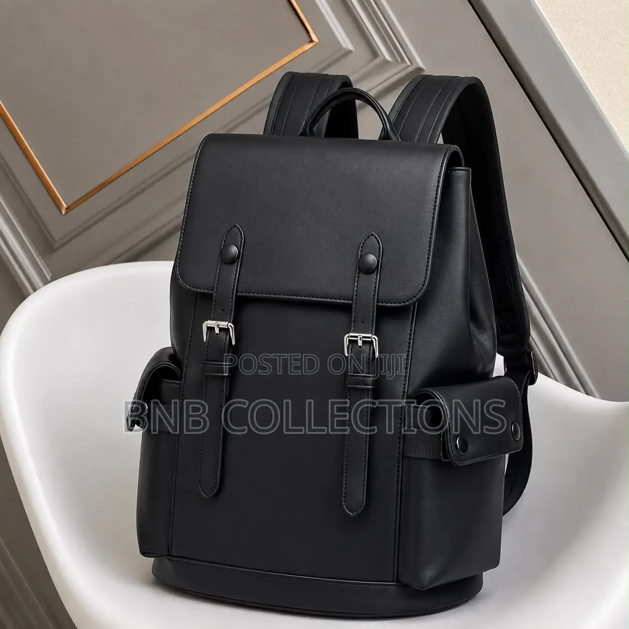 Quality Luxury Checkered Leather Unisex Laptop Backpack Work School